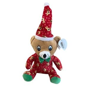 Festive Red and Green Plush Bear Toy from Hyde Park in London